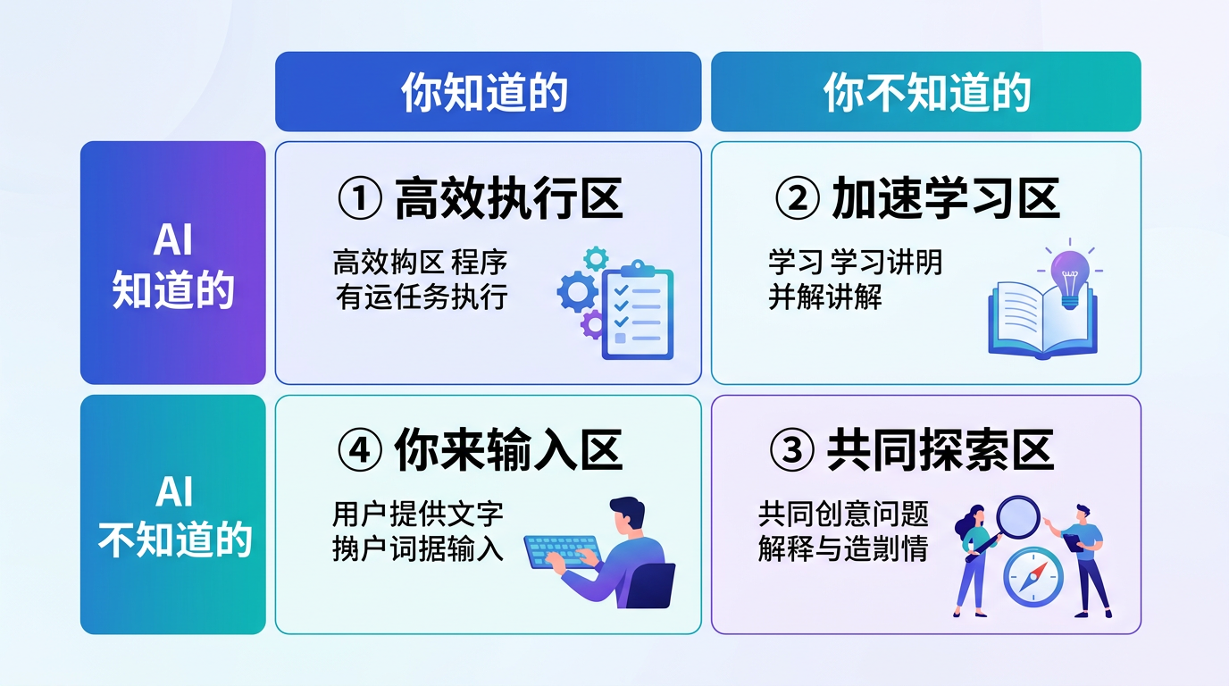 四象限：你知道/AI知道 的四种组合